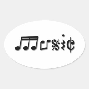 音楽文字デザイン 楕円形シール