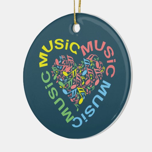音楽文字ハートノート セラミックオーナメント (左)