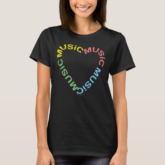 音楽文字ハート Tシャツ (正面)