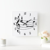 音楽文字 スクエア壁時計 (ホーム)