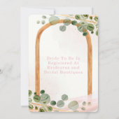 音楽木製アーチユーカリプトゥスピンクブライダルシャワー 招待状 (裏面)