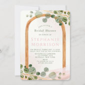 音楽木製アーチユーカリプトゥスピンクブライダルシャワー 招待状 (正面)