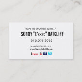 音楽業界カードのためのドラマーのミュージシャン 名刺 (裏面)