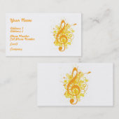 音楽業界カード-オレンジ音符 名刺 (正面/裏面)