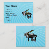 音楽業界カード-ピアノ-青 名刺 (正面/裏面)