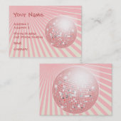 音楽業界カード-ピンクのディスコの球 名刺 (正面/裏面)