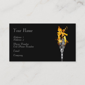 音楽業界カード-燃えるようなマイクロフォン 名刺