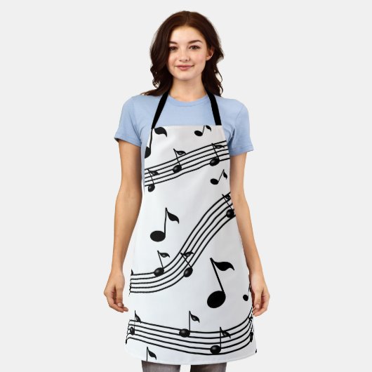 音楽楽器のパターン(の模様が)ある音 エプロン (着用した状態)