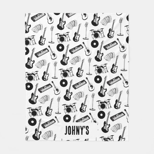 音楽楽器のユーザー名 フリースブランケット (正面)