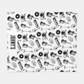 音楽楽器のユーザー名 フリースブランケット (正面(横))