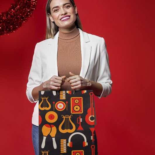 音楽楽器アート ラージペーパーバッグ