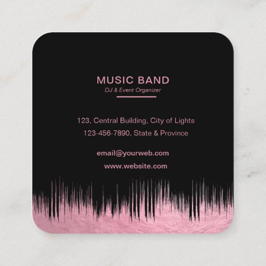 音楽楽器イベントオーガナイザーDJバラ金ゴールド スクエア名刺 (裏面)