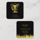 音楽楽器イベントオーガナイザーDJsブラック金ゴールド スクエア名刺 (正面/裏面)