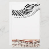 音楽楽器キーボードピアノノートアート 便箋 (正面/裏面)