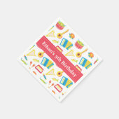 音楽楽器パターン子供の誕生日パーティー スタンダードカクテルナプキン (角)