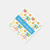 音楽楽器子供の誕生日パーティーブルーカスタム スタンダードカクテルナプキン (角)