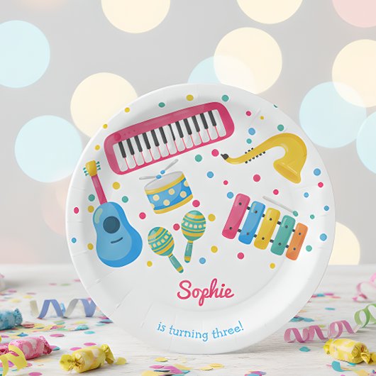 音楽楽器子供の誕生日 ペーパープレート