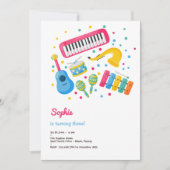 音楽楽器子供の誕生日 招待状 (正面)