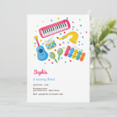 音楽楽器子供の誕生日 招待状 (スタンド正面)