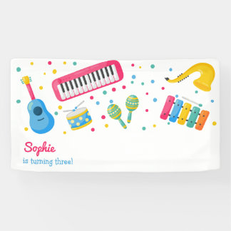 音楽楽器子供の誕生日 横断幕