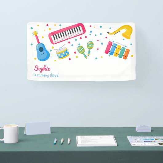音楽楽器子供の誕生日 横断幕 (トレードショー)