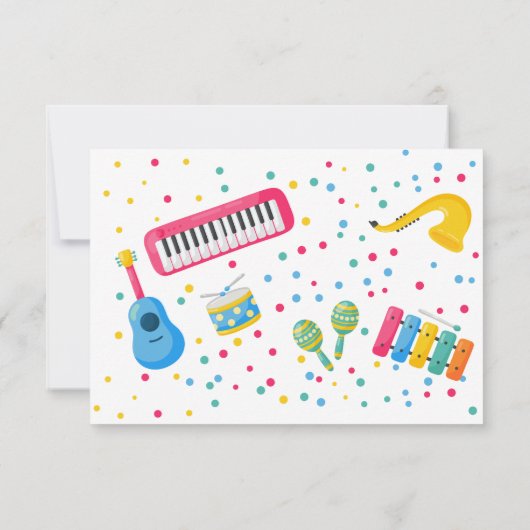 音楽楽器感謝してい子供の誕生日 サンキューカード (裏面)