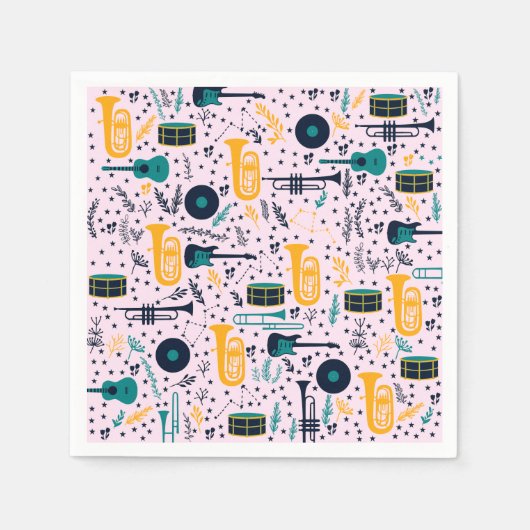 音楽楽器紙ナプキンス スタンダードカクテルナプキン (正面)