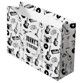 音楽楽器誕生日 ラージペーパーバッグ
