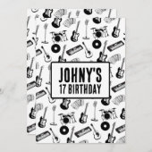 音楽楽器誕生日 招待状 (正面/裏面)