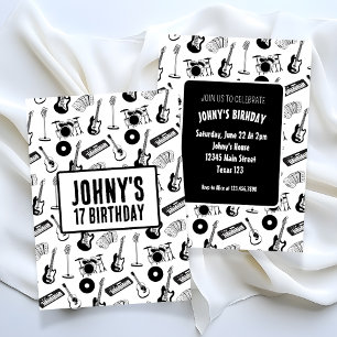 音楽楽器誕生日 招待状