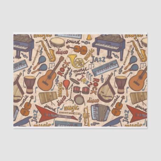 音楽楽器音符パターンミュージシャン 薄葉紙 (正面)
