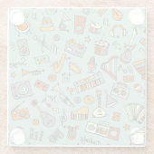 音楽楽器、ヴィンテージスケッチパターン。 ガラスコースター (裏面)