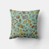 音楽楽器、ヴィンテージスケッチパターン。 クッション (裏面)