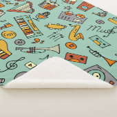 音楽楽器、ヴィンテージスケッチパターン。 シェルパブランケット (3/4)