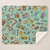 音楽楽器、ヴィンテージスケッチパターン。 シェルパブランケット (正面(横))