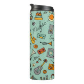 音楽楽器、ヴィンテージスケッチパターン。 タンブラー (回転右)