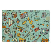 音楽楽器、ヴィンテージスケッチパターン。 枕カバー (裏面)