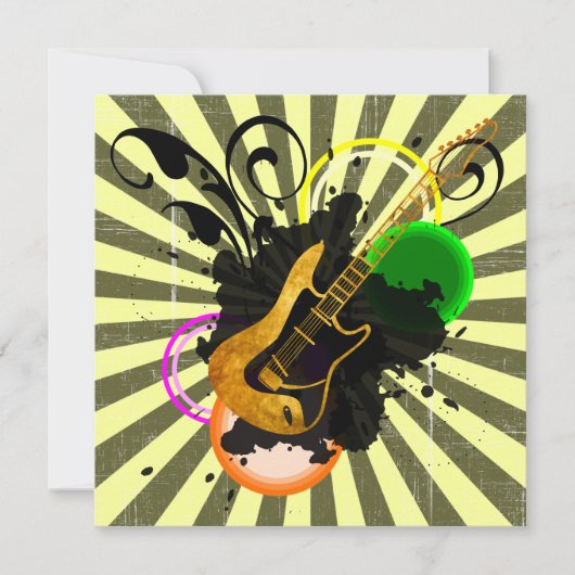 音楽熱の誕生日のパーティの招待状 招待状 (正面)