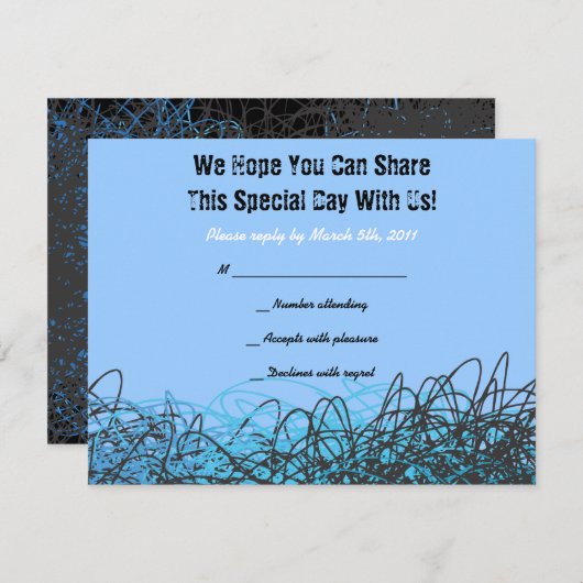 音楽熱狂するノートバー(ユダヤ教の)バル・ミツバー招待状返信 出欠カード (正面/裏面)