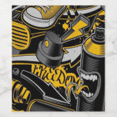 音楽熱狂するブラックイエローグラフィティスペイすべての星 ワインラベル (シングルラベル)