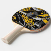 音楽熱狂するブラックイエローグラフィティスペイすべての星 卓球ラケット (正面アングル)