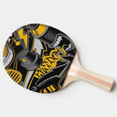 音楽熱狂するブラックイエローグラフィティスペイすべての星 卓球ラケット (横)