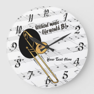 音楽生命のないトロンボーンはB平らなWallClock ラージ壁時計