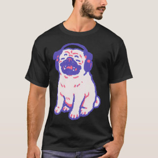 音楽用ヘッドホンパグ、遊び心のあるパステルイラスト Tシャツ