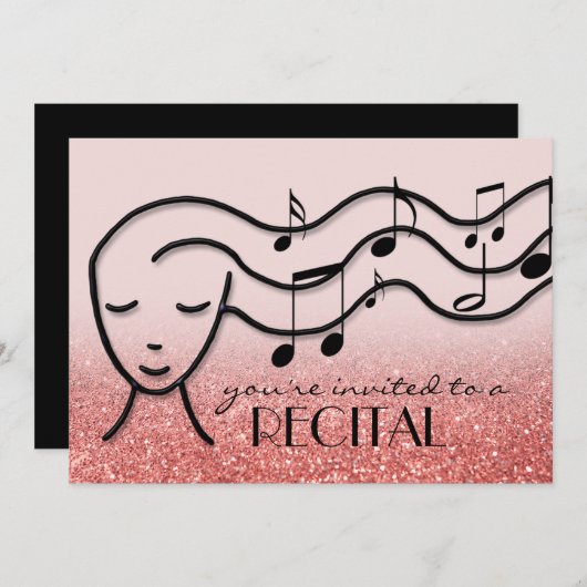 音楽発表会のお誘い 招待状 (正面/裏面)