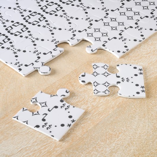 音楽白黒北欧のニットの文字ASCIIの芸術 ジグソーパズル (側面)