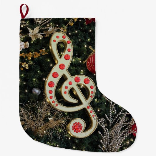 音楽的なクリスマスのストッキングのデザイン ラージクリスマスストッキング (正面)