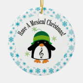 音楽的なクリスマス音楽ペンギンのギフト セラミックオーナメント (正面)