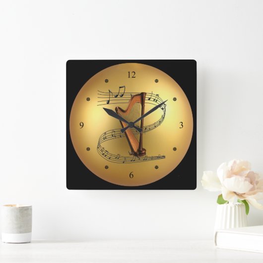 ~音楽的なスクロール~の金地球の背景の~を同じことをくどくど言って下さい スクエア壁時計 (ホーム)