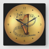 ~音楽的なスクロール~の金地球の背景の~を同じことをくどくど言って下さい スクエア壁時計 (正面)